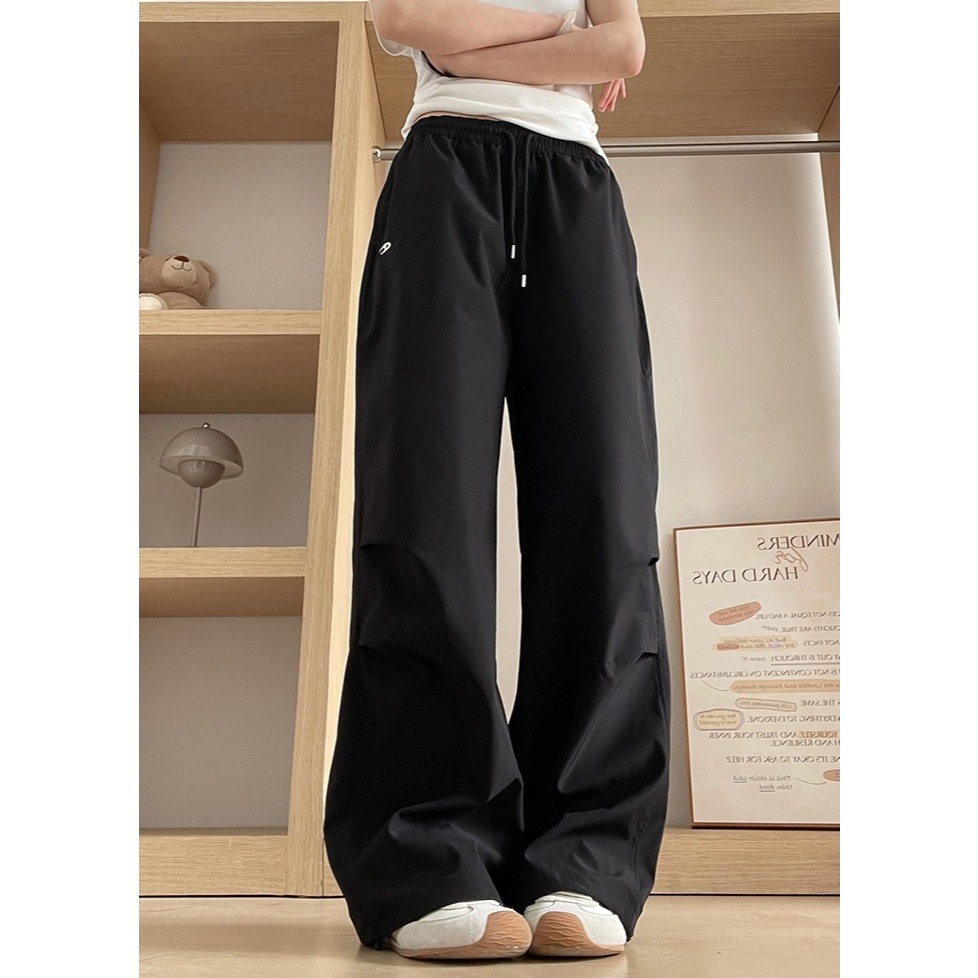 ชุดเอี๊ยมย้อนยุคสไตล์อเมริกัน กางเกงลำลองผู้หญิง หลวม ผ้าร่ม - รูปที่ 5