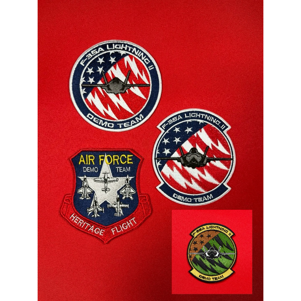F-35A LIGHTNING ll  DEMO TEAM (ปักเต็มพื้นที่100%  ติดตีนตุ๊กแก )
