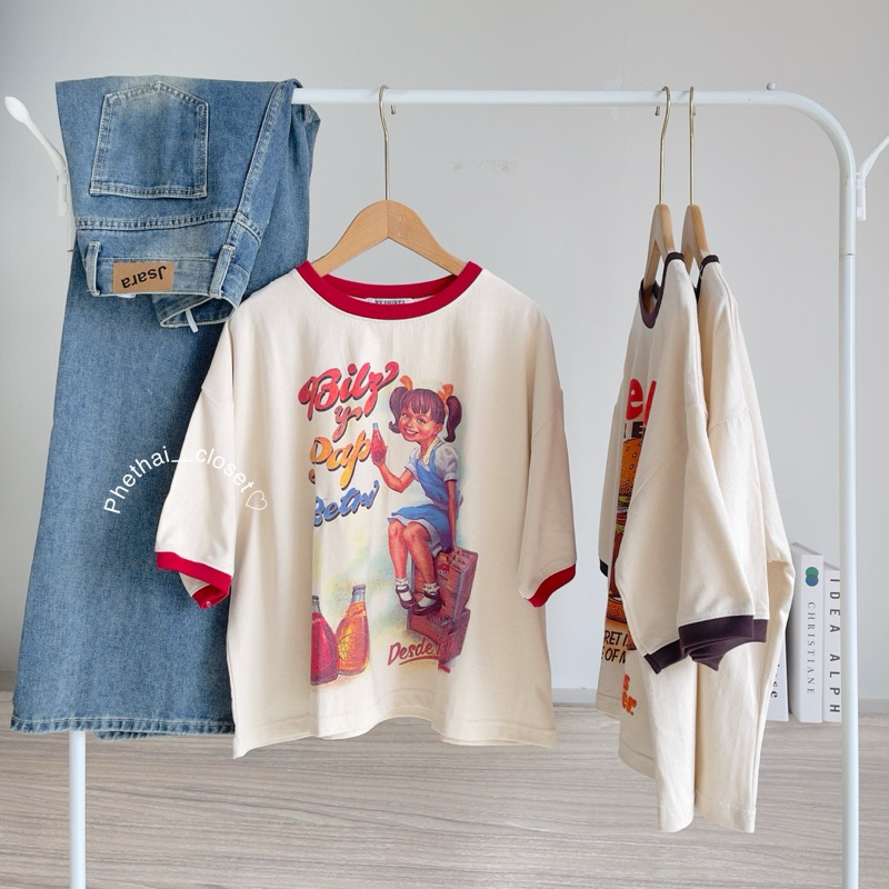 ♡โอเวอไซด์วินเทจขอบกุ๊น♡เสื้อวินเทจ งานป้าย #เสื้อผ้าสาวอวบ #เสื้อโอเวอไซด์ #oversize
