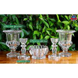 ชุดหน้าพระ แก้วคริสตัล (แจกัน เชิงเทียน กระถางธูป)