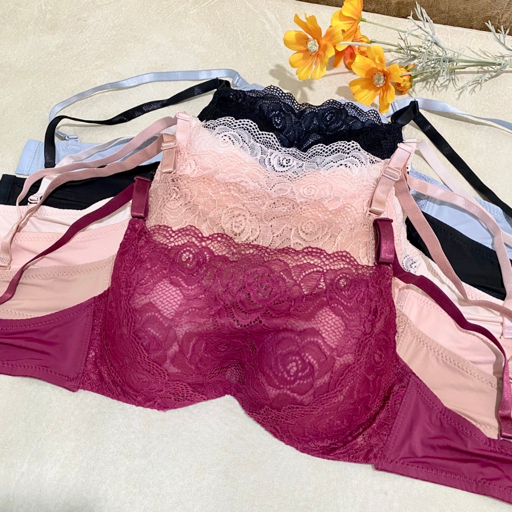 เสื้อชั้นในมีโครง คัพ B/C ฟองน้ำบาง สายปรับได้ ไซส์ 36-42 สำหรับผู้หญิง Lady ผ้ามีลายลูกไม้ ใส่สบาย