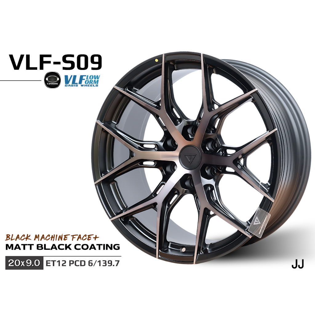ล้อแม็ก VLF-S09 ขอบ 20x9 ET12 6รู139.7 สีดำเงาเจียหน้าเคลือบด้าน (BMF+Matt Black) รุ่นใหม่ by OASIS 