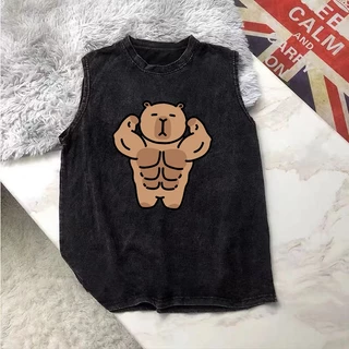 UT shop เสื้อกล้าม แขนกุด oversize ผ้าฝ้าย100% เสื้อแขนกุด "Muscle hippo"เสื้อผ้าผช เหมาะกับใส่ออกกําลังกาย เสื้อผู้ชาย