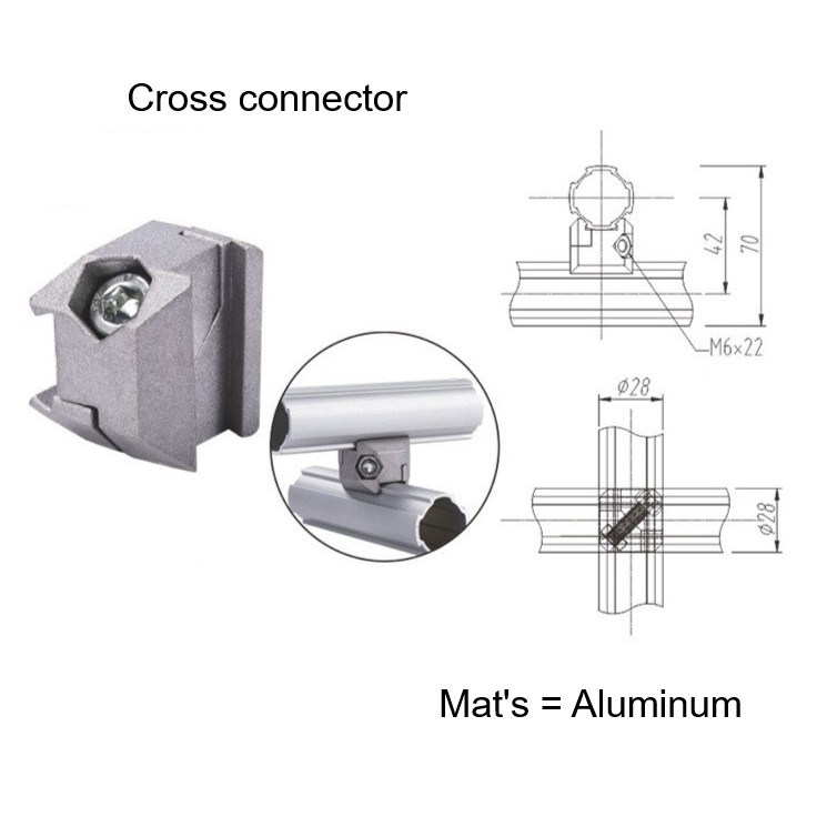 พาร์ทยึดโปรไฟล์กลม Aluminum lean Pipe frame Cross connector ยึดแบบไขว้ Kaizen Karakuri Part