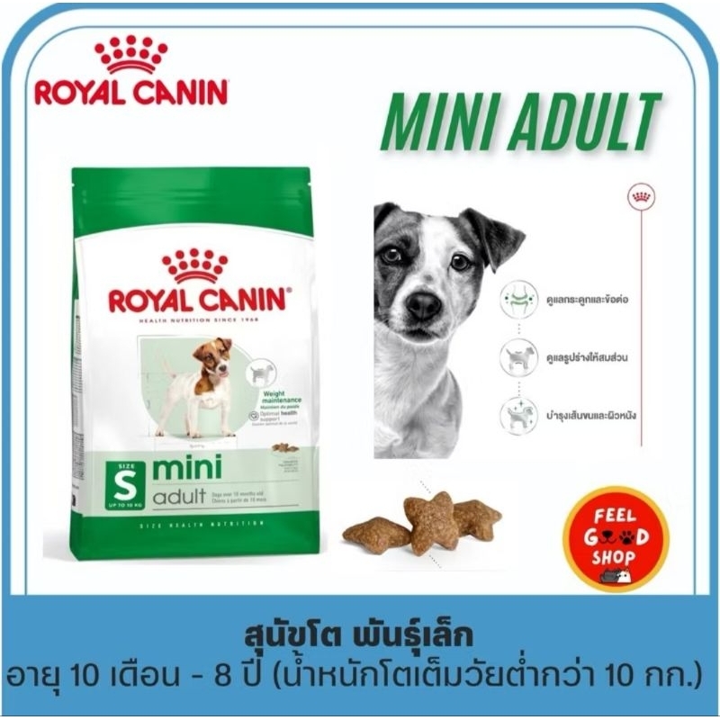 [หมดอายุ 1/27] Royal canin Mini adult 4 Kg อาหารสุนัขโตพันธุ์เล็ก 10 เดือน - 8 ปี