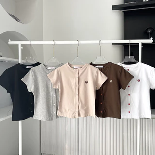 Baby Heart เสื้อยืดงานปักกระดุมหน้ามีไซต์🍒พร้อมส่ง