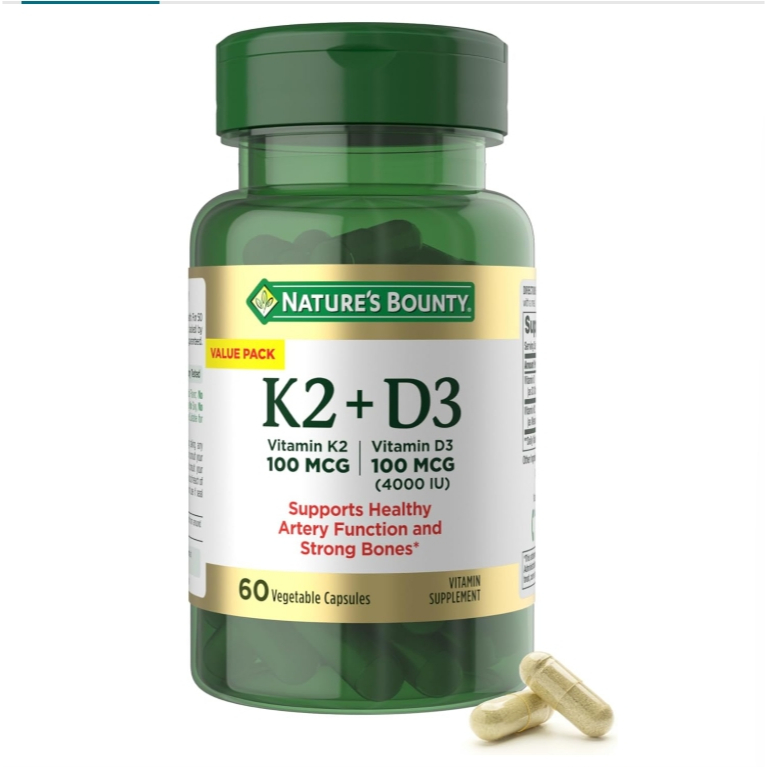 Nature's Bounty Vitamin D3 K2 60 แคปซูล วีแกน VEGAN