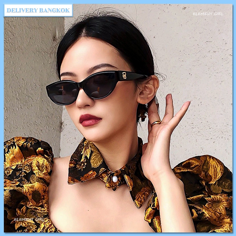 แว่นกันแดดทรงรีแคทอายสีดำสำหรับผู้หญิง 2025 แว่นกันแดดป้องกันรังสีอัลตราไวโอเลตสไตล์ใหม่ระดับไฮเอนด์ทำให้ใบหน้าของคุณดูเ