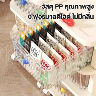 MULI ชั้นวางของอเนกประสงค์ พลาสติกพร้อมล้อ ชั้นเก็บของหลายชั้นพร้อมปุ่มสีสันสดใส เหมาะสำหรับบ้านและห้องเด็ก