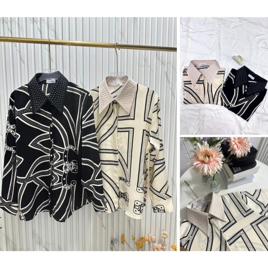 ป้าย Saturday เสื้อผ้าซาตินปกรีดเพชร อก 42 นิ้ว ยาว 25 นิ้ว