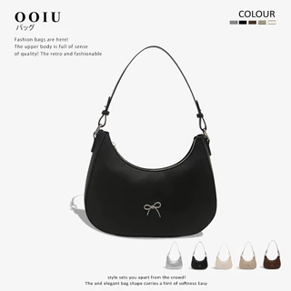OOIU กระเป๋าหนัง กระเป๋าถือ  y2k โบว์ ทรงโฮโบ มินิมอล งานป้าย OOIU