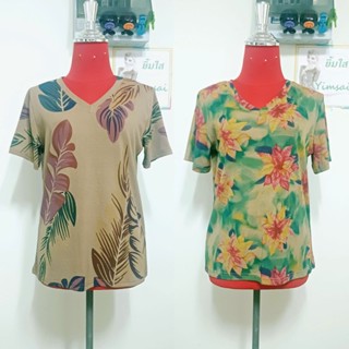 ป้าย Seri เสื้อยืดผ้าสลาฟ คอวี แขนสั้น