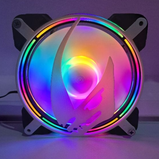 Fan cover,Fan grill size120mm. ลายแรดขาว(อุปกรณ์ป้องกันพัดลม pc)