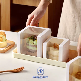 Baking barn (10ชิ้น/แพ็ค) กล่องเค้ก หน้าต่างใส Cake box กล่องเค้กชิ้น กล่องใส่ขนม