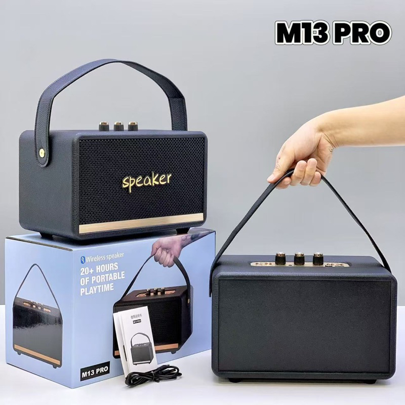 ลำโพงบลูทูธ ไร้สาย M13Pro มีสายหิ้ว กำลังขับ 20W เสียบไมค์ได้ รองรับTF/USB/FM /AUX บลูทูธ ลำโพง4นิ้ว