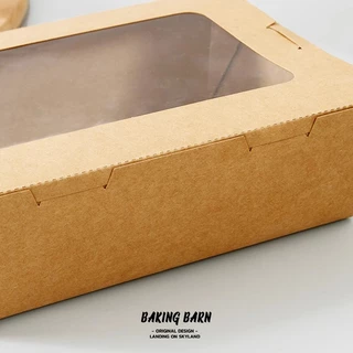 Baking barn (50ชิ้น/แพ็ค) กล่องอาหารกระดาษ พร้อมฝาหน้าต่าง (900ml,1200ml,1600ml,2100ml) ใส่อาหาร ขนม เค้ก Lunch box