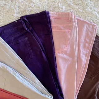 กางเกงยีนส์ขายาวงานสีทรงผู้หญิง คละทรงคละแบบ ผ้าดีผ้ายืดใส่สบาย งานมือสอง