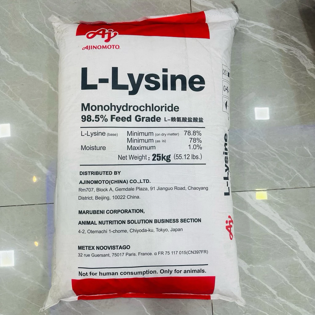 L-Lysine แอล-ไลซีน ขนาด 25 กิโลกรัม สร้างการเจริญเติบโต สุนัข แมว ไก่ เป็ด สุกร วัว ปลา กุ้ง