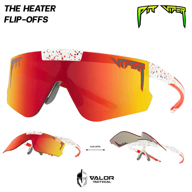 Pit Viper - The Heater Flip-Offs, Red แว่นตากันแดด ป้องกัน UV แบบพลิกขึ้นได้ สไตล์สปอร์ต สำหรับกิจกร