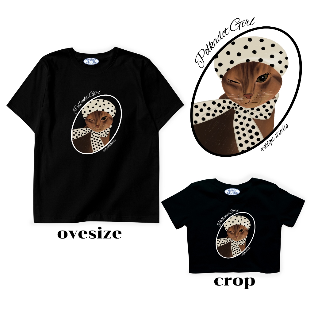 resign studio - crop&oversize ลาย Polkadot girl