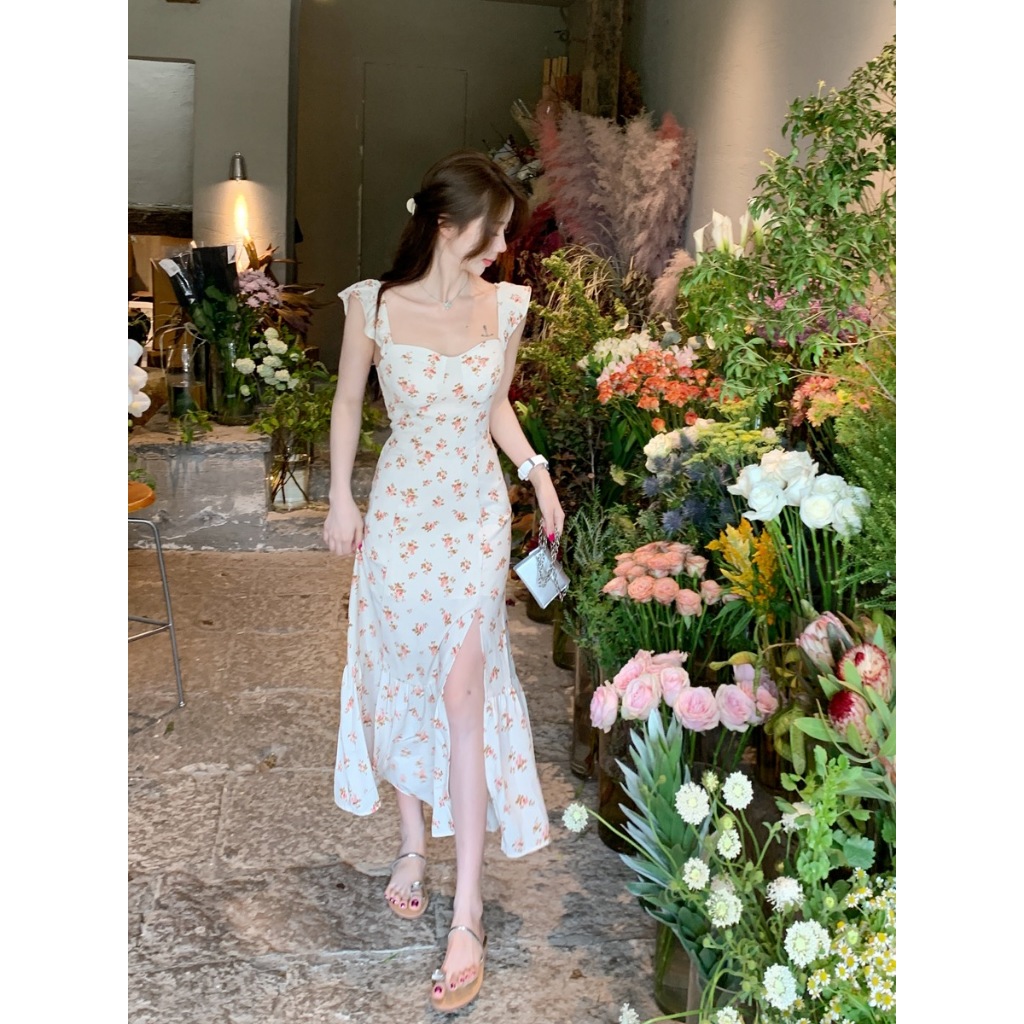 7875 สีชมพูเดรส เดรสสายเดี่ยว เดรสยาว เดรสน่ารัก เดรสแขนกุด เดรสแขนกุด - รูปที่ 3