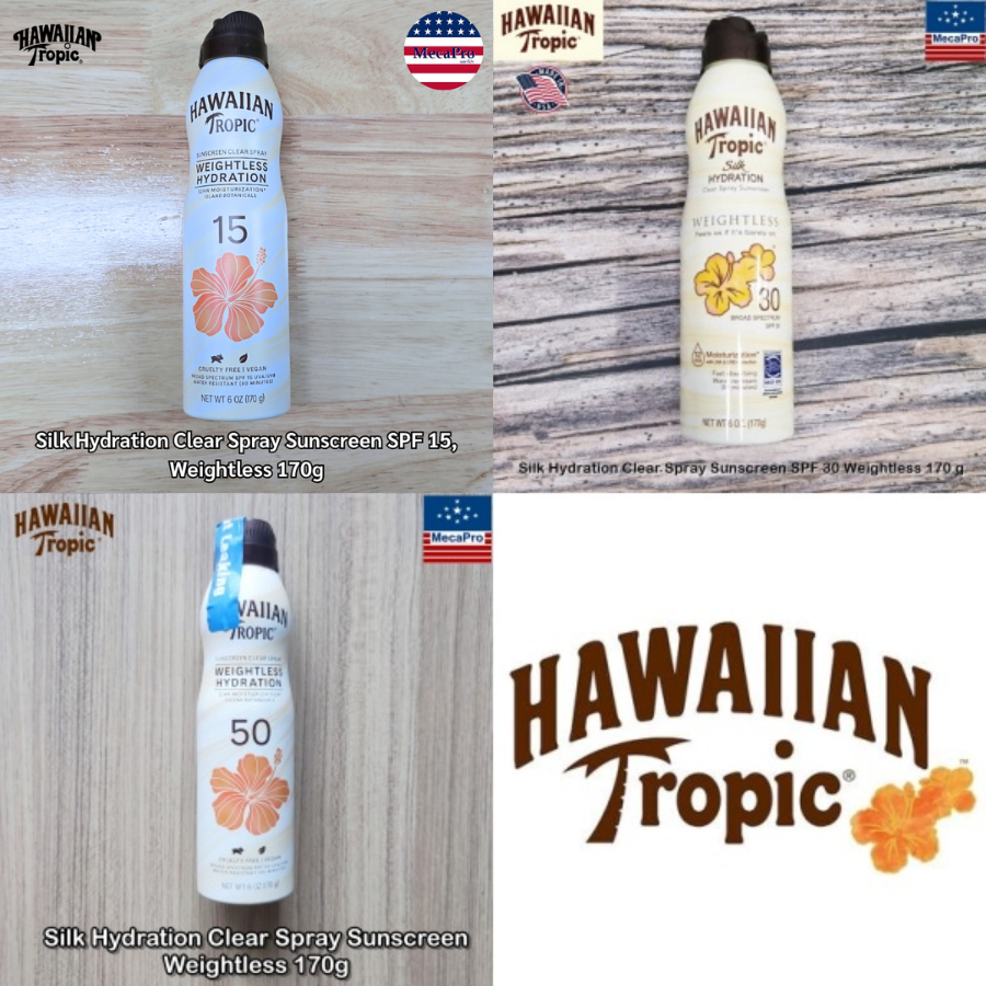 Hawaiian Tropic® Silk Hydration Clear Spray Sunscreen Weightless 170g สเปรย์กันแดด กันน้ำ