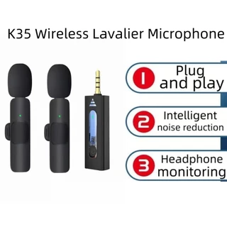 K35 อะแดปเตอร์ไมโครโฟนไร้สาย 3.5mm ขนาดเล็ก ตัดเสียงรบกวน