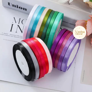 ริบบิ้นซาตินแกนโฟม หน้ากว้าง 6 มิล PF-R501 ริบบิ้นผ้าห่อช่อ ริบบิ้นผ้าสีพื้น DIY พร้อมส่ง