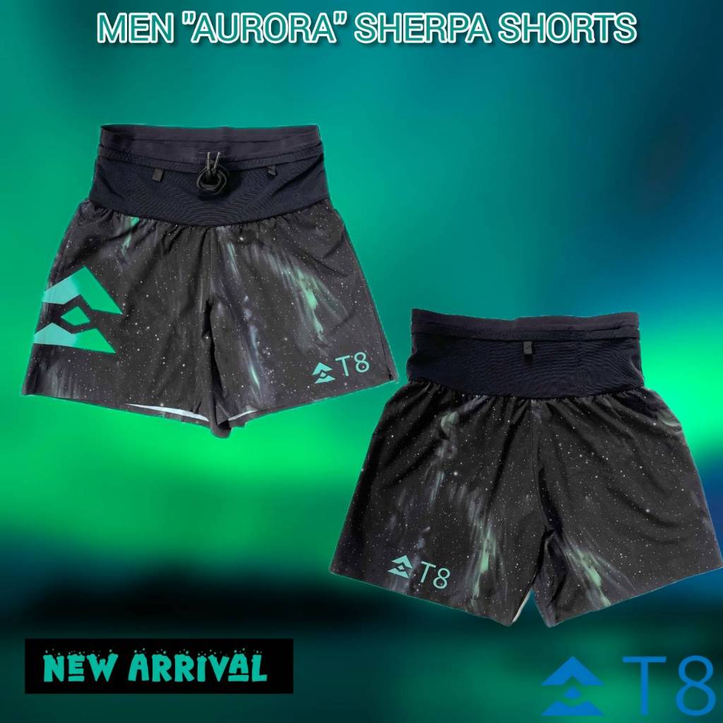 T8 Run กางเกงวิ่งเทรล วิ่งถนน ผู้ชาย พิเศษ Men's Sherpa Shorts v2 AURORA ผ้าแห้งไว สีใหม่ 2025