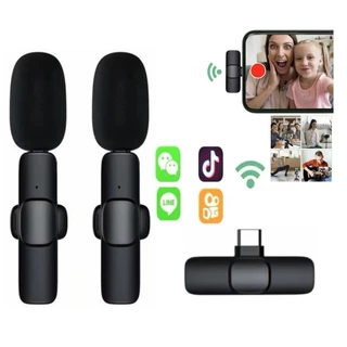 Wireless Microphone ไมโครโฟนไร้สายแบบพกพาสําหรับ ios/Type-Cไมค์ไร้สายหนีบเสื้อ ไมค์หนีบปกเสื้อ