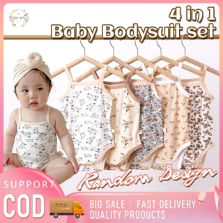 🔥🔥ชุดบอดี้สูทเด็กผู้หญิงราคาถูกที่ดีที่สุด👶🏻 แขนสั้น บอดี้สูท สำหรับเด็กแรกเกิด 4 ชิ้น 💎พร้อมส่ง🎈 (0-24 เดือน)