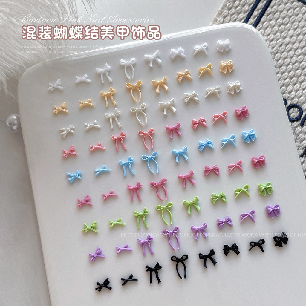 อะไหล่โบว์สวยๆ คละสี นำมาตกแต่งเล็บ ติดของอเนกประสงค์ 50 ชิ้น/ห่อ สินค้าพร้อมส่ง