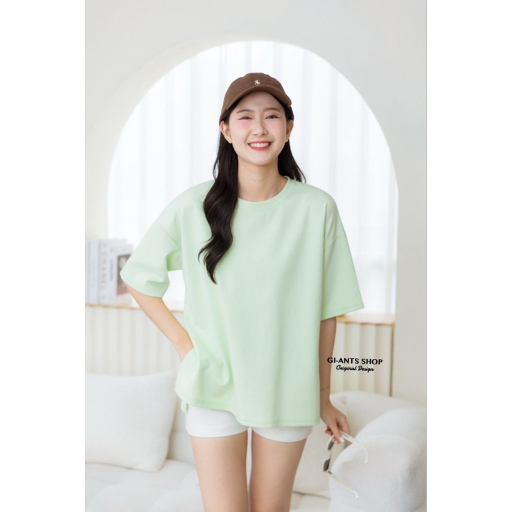 ❤️GI-ANTS BASIC:  เสื้อยืดคอกลมผ่าข้าง ทรงOversize ไหล่ตก   งานสวย ปังมาก  เนื้อผ้าcottonนาโน ❤️