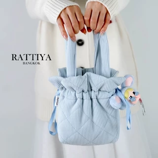 มี3 สี กระเป๋านุ่มนิ่ม เชือกรูด กระเป๋าถือสไตล์มินิมอล