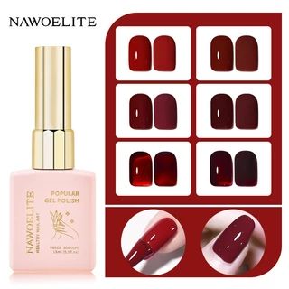 Nawoelite เล็บเจล สีเจล สีทาเล็บ เจลทาเล็บแดงสด เกล็ดสีชัดเจน พร้อมการเซ็ตด้วยหลอด LED/UV ให้สีทนนาน สีแดงคลาสสิก