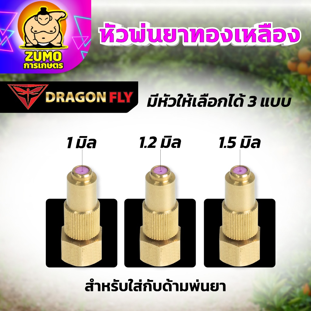 หัวพ่นยาทองเหลือง มีหัวให้เลือกได้ 3 แบบ ขนาด 1,1.2,1.5 มิล สำหรับด้ามพ่นยา ปรับหัวพ่นได้