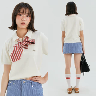 (พร้อมส่ง)Bemingtop909(S-XL)-Cody Half-Zip Polo – เสื้อโปโลไหมพรมคอซิป เนื้อผ้าถักแน่นแต่นุ่ม