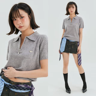 (พร้อมส่ง)Bemingtop909(S-XL)-Cody Half-Zip Polo – เสื้อโปโลไหมพรมคอซิป เนื้อผ้าถักแน่นแต่นุ่ม