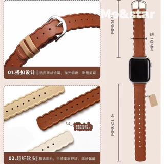 สายนาฬิกา หนัง ลายขนมปัง มินิมอล smart watch 11 10 9 8 ultra 7 6 5 4 3 2 SE สาย iwatch ขนาด 38/40/41/42/44/45/49/46มม