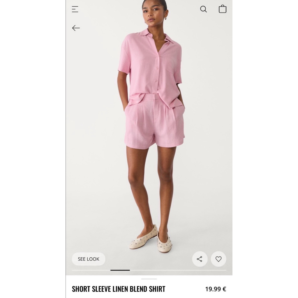 Stradivarius Linin Shirt Women แท้ เสื้อเชิ้ตคอปกเนื้อผ้าลินินผสมผ้าฝ้าย