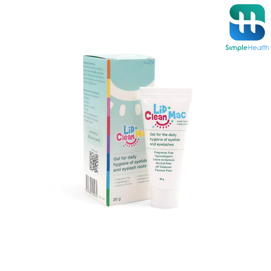 Simple Healthcare เจลทำความสะอาดโคนขนตา Lid Clean Mac 20 กรัม อ่อนโยน ไม่ระคายเคือง ถูกหลัก อย.