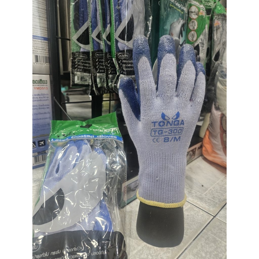 ถุงมือผ้าเคลือบยาง ถุงมือสำหรับงานจับทุเรียน สำหรับงานจับเครื่องมือช่าง ยี่ห้อTonga TG300