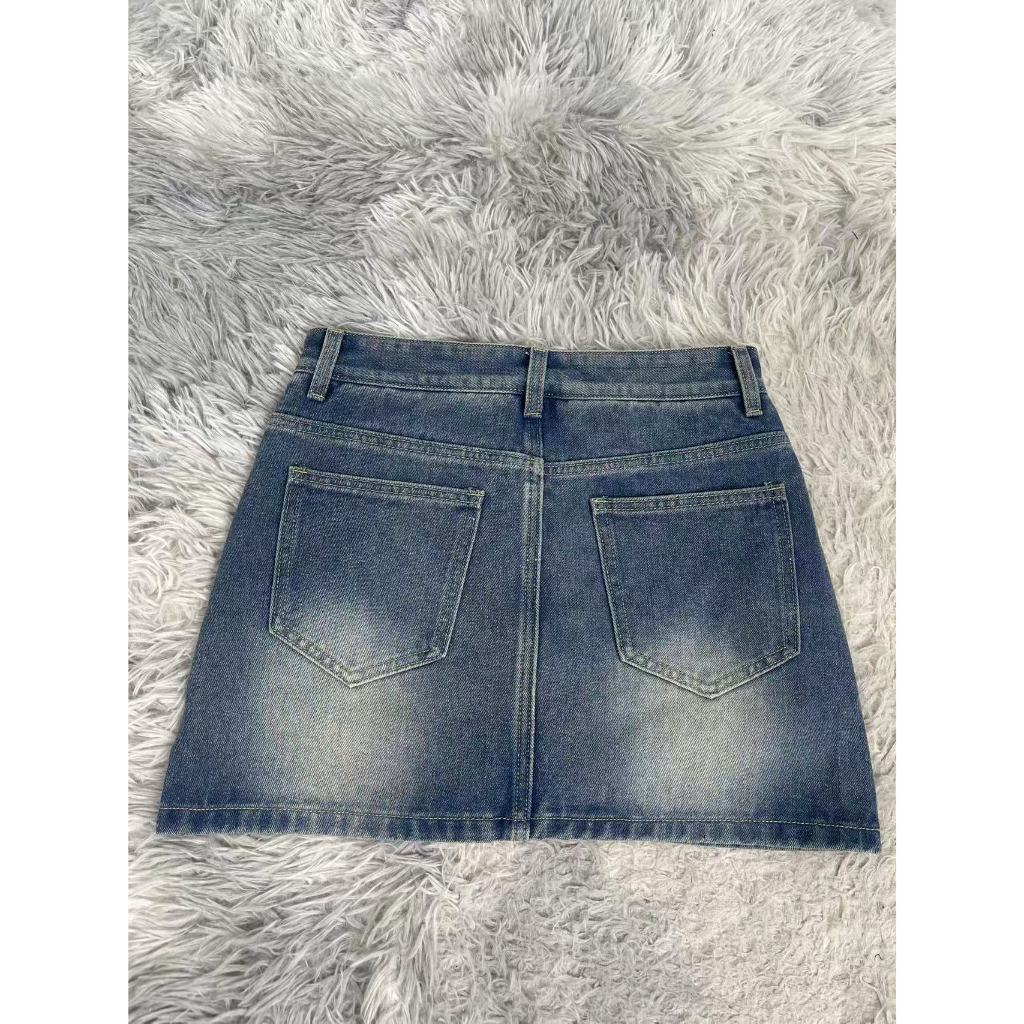 กระโปรงยีนส์ขาสั้น ทรงสวยเป๊ะ ข้างในมีกางเกงยีนส์ขาสั้น กระโปรงยีนส์เอวสูงมีซับใน น่ารักสไตล์เกาหลี พร้อมส่งจากไทย