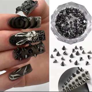 DIY ของแต่งเล็บ Y2K โลหะเกาหลี เทศกาลฮาโลวีน สไตล์วินเทจ ครอสพังก์สีเงินแบบผสม ตามเทศกาล