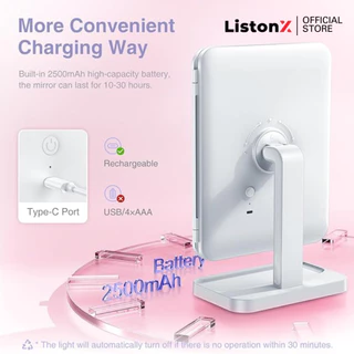 ListonX กระจกแต่งหน้าแบบตั้งโต๊ะไฟ LED | Vanity Lighted Makeup Mirror | กระจกแต่งหน้าพกพา | กระจกแต่งหน้าแบบตั้งโต๊ะ