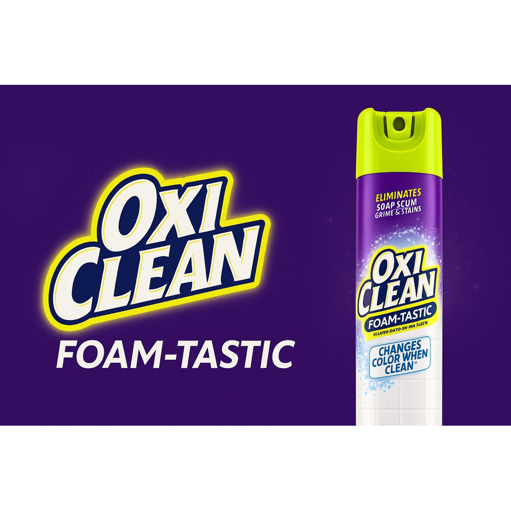โฟมทำความสะอาดห้องน้ำ Oxi clean ขจัดคราบง่าย ฟองน้ำเงินเปลี่ยนสีได้เอง ไม่ต้องขัดแรง