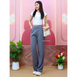 กางเกงขายาว 9ส่วน S-5XL กางเกงเอวสูง ทรงขากระบอก เนื้อผ้าวูฟเวฟ ดีไซน์ใส่ทำงานได้ 9167#
