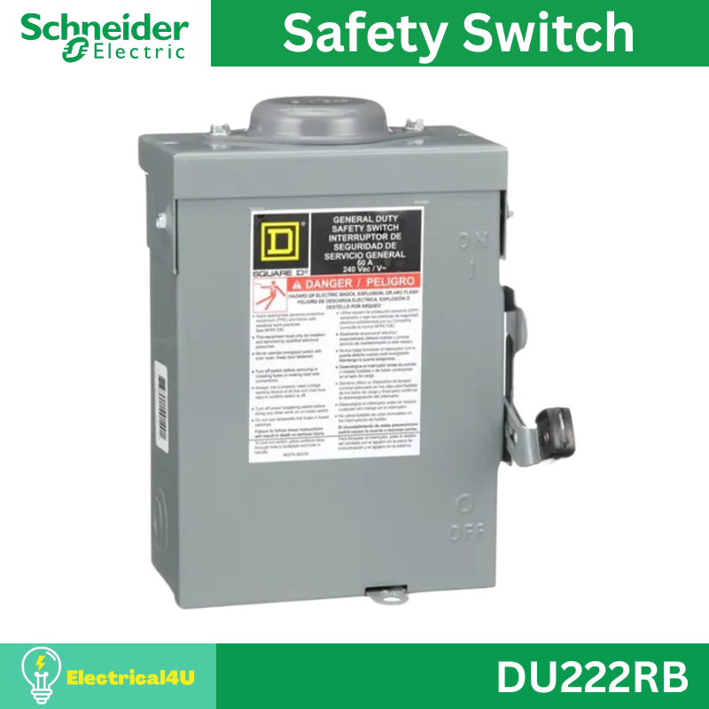 Schneider Electric DU222RB เซฟตี้ สวิตซ์ แบบไม่มีฟิวส์ใช้เป็นสะพานไฟ สำหรับใช้ภายนอกอาคาร 60A 1เฟส 2