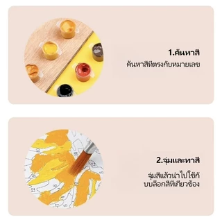 MW ระบายสีตามตัวเลข 20x20ซม มีเฟรม ภาพวาดตกแต่งอะคริลิก ของขวัญ DIY สีอะคริลิค เฟรมวาดรูป Photo Frames Wall Decoration