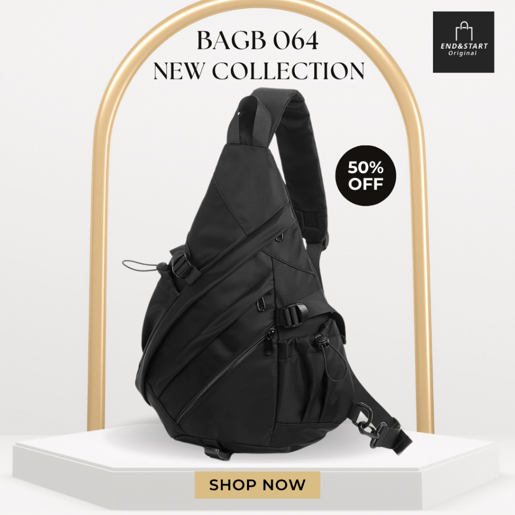 BAGB064 END&START กระเป๋าสะพายเฉียงชาย ผ้ากันน้ำเช็ดง่าย ช่องLaptop14"บุกันกระแทก ดีไซน์สปอร์ต จุใจ